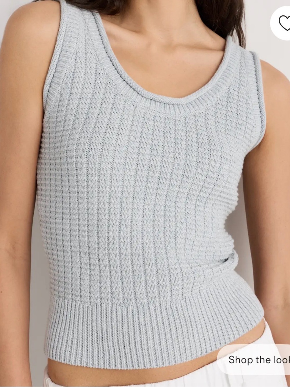 NWOT Quince Organic Cotton Waffle Cropped Sweater tank dove gray medium